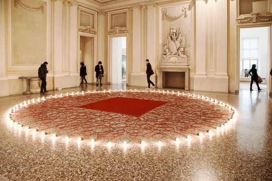 Italy, Piedmont, Rivoli Castle Contemporary Art Museum, Mona Hatoum, Undercurrent red